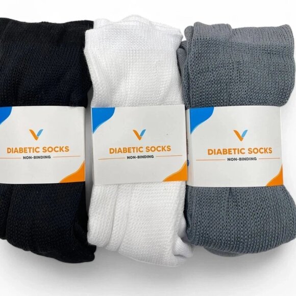 3 Pair Viasox Diabetic Non Binding Knee Socks XL Men's 13-19 Women's 14 X-Large - Picture 1 of 3